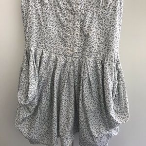 Blue-white floral poof skirt minidress